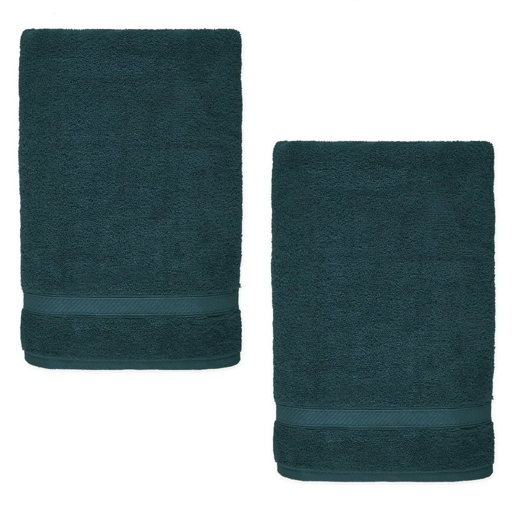 2 FOREST GREEN Nestwell 100% Cotton 34x68 inch Bath Sheets - JUNE BUG new towels